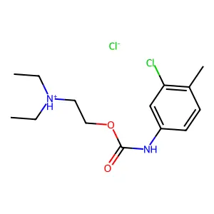 Carbanilic acid, 3-chloro-4-methyl-, 2-(diethylamino)ethyl ester, hydrochloride structure