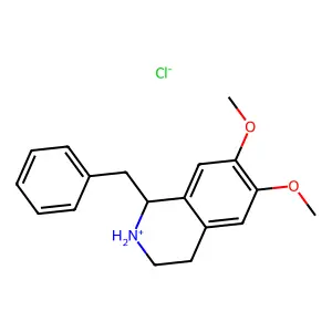 Isoquinoline, 1,2,3,4-tetrahydro-1-benzyl-6,7-dimethoxy-, hydrochloride structure