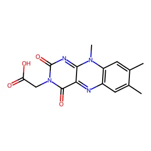 2-(7,8,10-Trimethyl-2,4-dioxobenzo[g]pteridin-3-yl)acetic acid structure