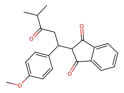 2-[1-(4-Methoxyphenyl)-4-methyl-3-oxopentyl]indene-1,3-dione structure