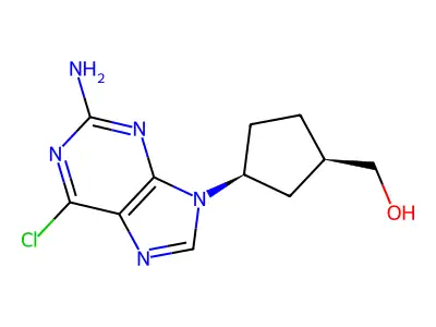 (+-)-cis-(3-(2-Amino-6-chloro-9H-purinyl-9-yl)cyclopentyl)carbinol structure