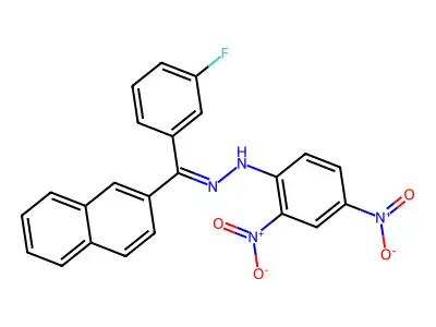 N-[[(3-fluorophenyl)-naphthalen-2-ylmethylidene]amino]-2,4-dinitroaniline structure