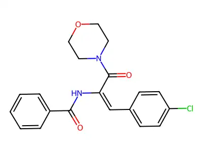 (E)-N-(1-(4-chlorophenyl)-3-morpholino-3-oxoprop-1-en-2-yl)benzamide structure