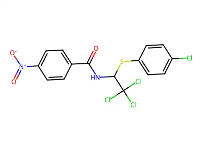 4-nitro-N-{2,2,2-trichloro-1-[(4-chlorophenyl)sulfanyl]ethyl}benzamide structure