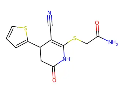 2-[(5-cyano-2-oxo-4-thiophen-2-yl-3,4-dihydro-1H-pyridin-6-yl)sulfanyl]acetamide structure