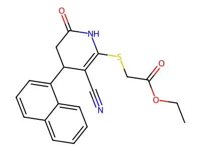 ethyl 2-[(5-cyano-4-naphthalen-1-yl-2-oxo-3,4-dihydro-1H-pyridin-6-yl)sulfanyl]acetate structure