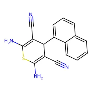 2,6-diamino-4-(naphthalen-1-yl)-4H-thiopyran-3,5-dicarbonitrile structure