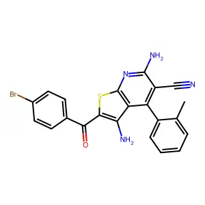 3,6-diamino-2-(4-bromobenzoyl)-4-(2-methylphenyl)thieno[2,3-b]pyridine-5-carbonitrile structure