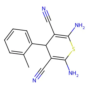 2,6-diamino-4-(2-methylphenyl)-4H-thiopyran-3,5-dicarbonitrile structure