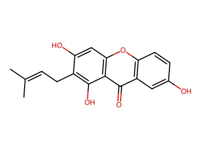 1,3,7-Trihydroxy-2-(3-methylbut-2-enyl)-xanthone structure