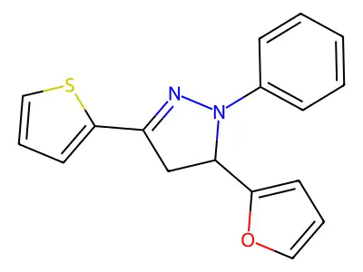 5-Furan-2-yl-1-phenyl-3-thiophen-2-yl-4,5-dihydro-1H-pyrazole structure