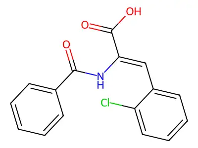 2-benzamido-3-(2-chlorophenyl)prop-2-enoic Acid structure