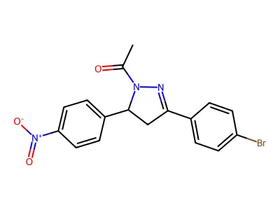 1-[5-(4-Bromophenyl)-3-(4-nitrophenyl)-3,4-dihydropyrazol-2-yl]ethanone structure
