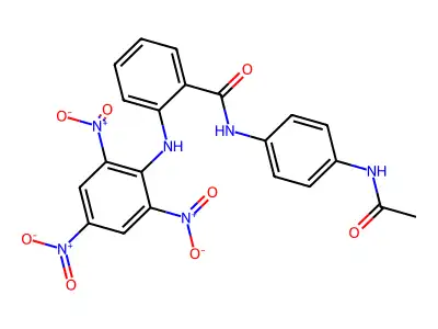 N-(4-acetamidophenyl)-2-(2,4,6-trinitroanilino)benzamide structure