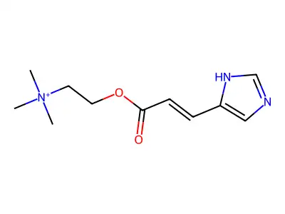 2-[3-(1H-imidazol-5-yl)prop-2-enoyloxy]ethyl-trimethylazanium structure