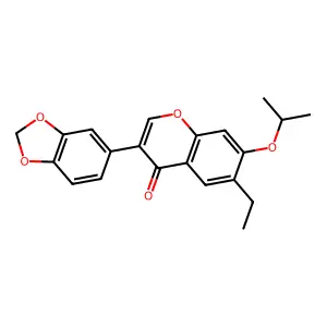 3-(benzo[d][1,3]dioxol-5-yl)-6-ethyl-7-isopropoxy-4H-chromen-4-one structure