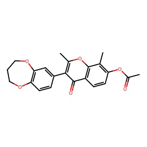 3-(3,4-dihydro-2H-benzo[b][1,4]dioxepin-7-yl)-2,8-dimethyl-4-oxo-4H-chromen-7-yl acetate structure
