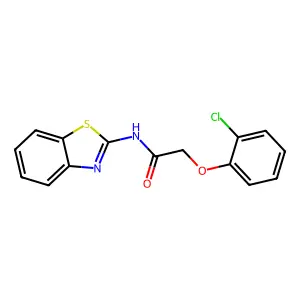 N-(1,3-benzothiazol-2-yl)-2-(2-chlorophenoxy)acetamide structure