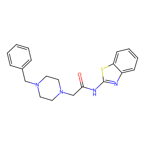 N-(1,3-benzothiazol-2-yl)-2-(4-benzylpiperazin-1-yl)acetamide structure