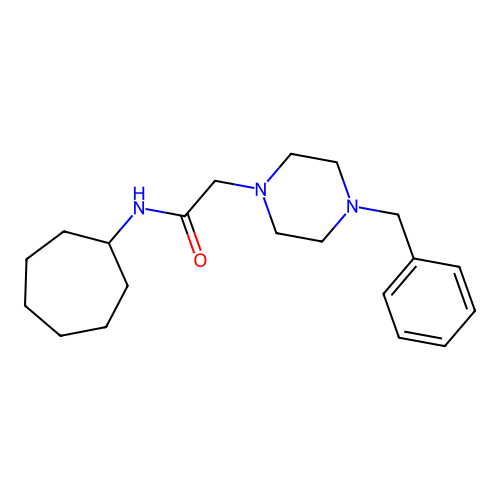 2-(4-benzylpiperazin-1-yl)-N-cycloheptylacetamide structure