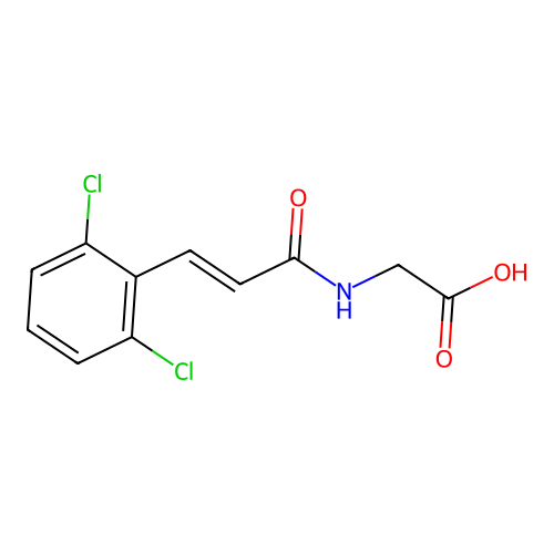N-[(2E)-3-(2,6-dichlorophenyl)prop-2-enoyl]glycine structure