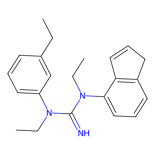 1,3-diethyl-1-(3-ethylphenyl)-3-(1H-inden-4-yl)guanidine structure