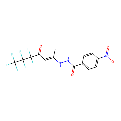 N'-(4,4,5,5,6,6,6-heptafluoro-1-methyl-3-oxo-1-hexenyl)-4-nitrobenzohydrazide structure