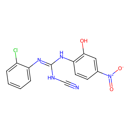N-(2-Hydroxy-4-nitrophenyl)-N'-(2-chlorophenyl)-N''-cyanoguanidine structure