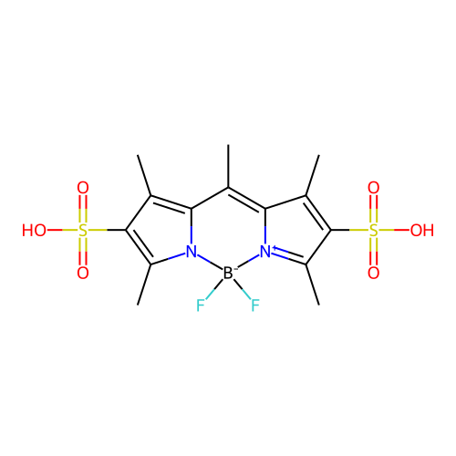 5,5-Difluoro-1,3,7,9,10-pentamethyl-5H-4l4,5l4-dipyrrolo[1,2-c:2',1'-f][1,3,2]diazaborinine-2,8-disulfonic acid structure
