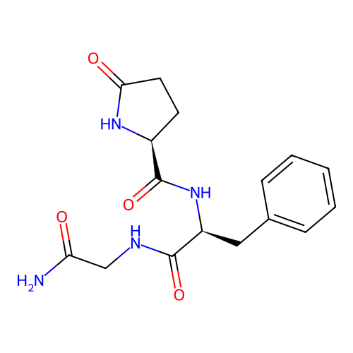 Glycinamide, 5-oxo-L-prolyl-L-phenylalanyl- structure