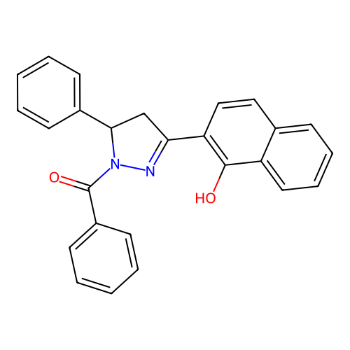 2-(1-benzoyl-5-phenylpyrazolidin-3-ylidene)naphthalen-1-one structure