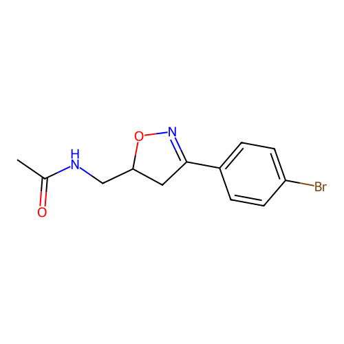 N-[[4,5-dihydro-3-[4-bromophenyl]-5-isoxazolyl]methyl]acetamide structure