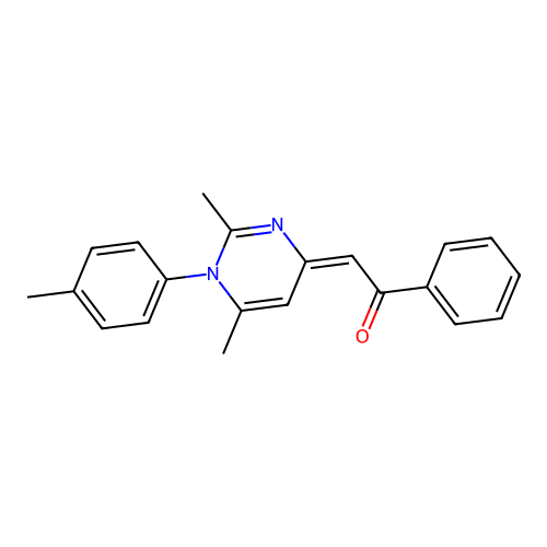 (E)-2-(2,6-dimethyl-1-(p-tolyl)pyrimidin-4(1H)-ylidene)-1-phenylethanone structure