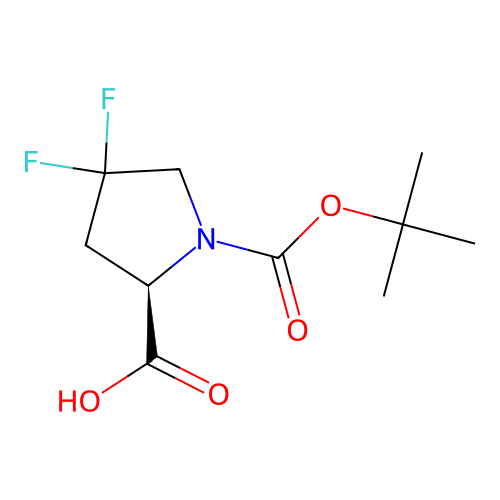 (2R)-1-((tert-butoxy)carbonyl)-4,4-difluoropyrrolidine-2-carboxylic acid structure