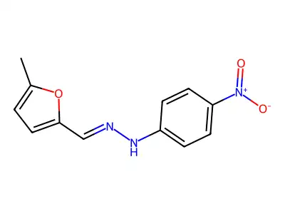 N-[(E)-(5-methylfuran-2-yl)methylideneamino]-4-nitroaniline structure