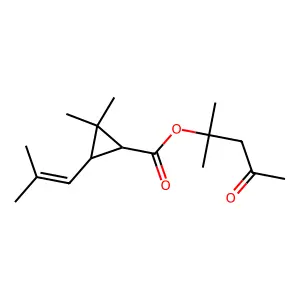 (2-methyl-4-oxopentan-2-yl) 2,2-dimethyl-3-(2-methylprop-1-enyl)cyclopropane-1-carboxylate structure