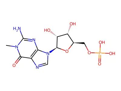 [5-(2-amino-1-methyl-6-oxo-purin-9-yl)-3,4-dihydroxy-oxolan-2-yl]methoxyphosphonic Acid structure