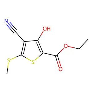 Ethyl 4-cyano-3-hydroxy-5-(methylthio)thiophene-2-carboxylate structure