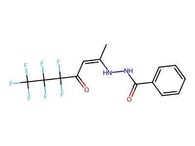 N'-[(2Z)-5,5,6,6,7,7,7-heptafluoro-4-oxohept-2-en-2-yl]benzohydrazide structure