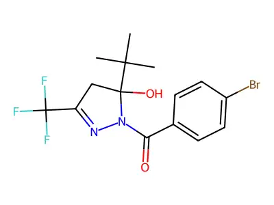 (4-bromophenyl)-[5-tert-butyl-5-hydroxy-3-(trifluoromethyl)-4H-pyrazol-1-yl]methanone structure