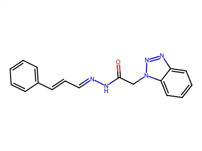 2-(benzotriazol-1-yl)-N-[(E)-[(E)-3-phenylprop-2-enylidene]amino]acetamide structure