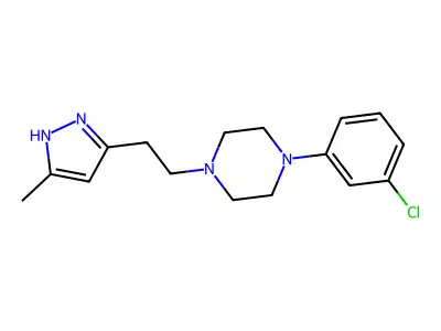 1-(3-chlorophenyl)-4-(2-(5-methyl-1H-pyrazol-3-yl)ethyl)piperazine structure