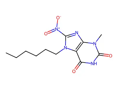 7-Hexyl-3-methyl-8-nitropurine-2,6-dione structure