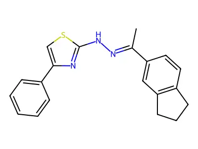 1-(2,3-Dihydro-1H-inden-5-yl)ethanone 2-(4-phenyl-2-thiazolyl)hydrazone structure
