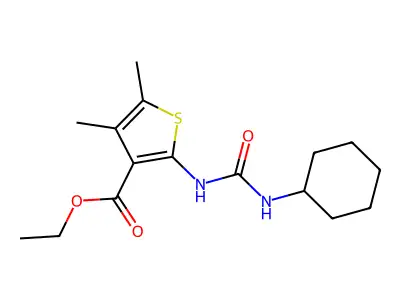 Ethyl 2-{[(cyclohexylamino)carbonyl]amino}-4,5-dimethyl-3-thiophenecarboxylate structure