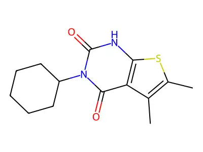 Thieno(2,3-d)pyrimidine-2,4(1H,3H)-dione, 3-cyclohexyl-5,6-dimethyl- structure