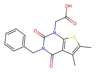 3-Benzyl-5,6-dimethylthieno(2,3-d)pyrimidin-2,4(1H,3H)dione-1-acetic acid structure