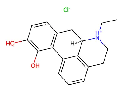 6a-beta-Noraporphine-10,11-diol, 6-ethyl-, hydrochloride structure