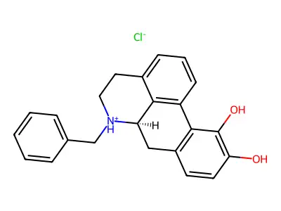 6a-beta-Noraporphine-10,11-diol, 6-benzyl-, hydrochloride structure