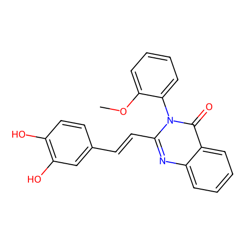 2-[2-(3,4-Dihydroxyphenyl)ethenyl]-3-(2-methoxyphenyl)quinazolin-4-one structure